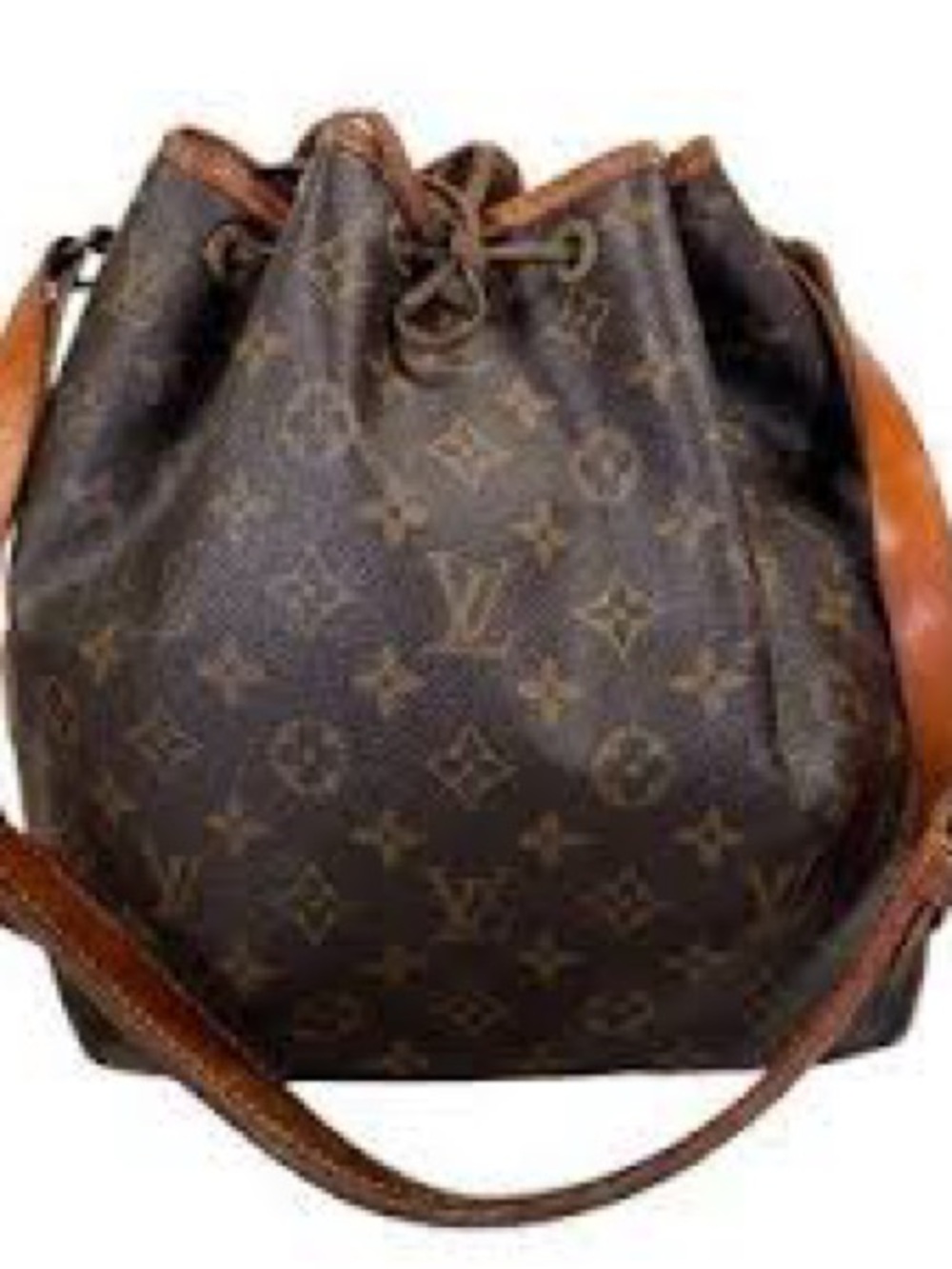 Louis Vuitton Brown Monogram Drawstring Shoulder Bag with Tan Trim